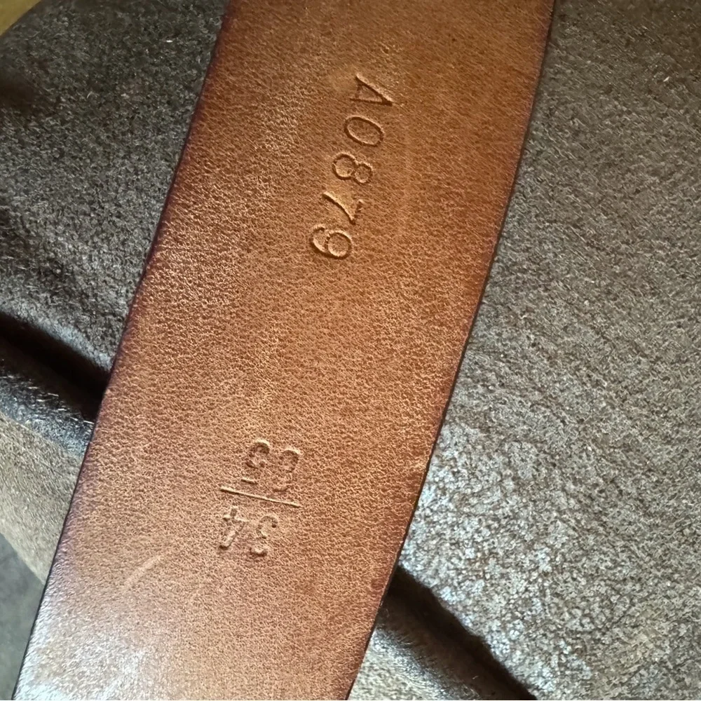 Cole Haan brown rustic stitch leather belt Size 34 Crafted in England